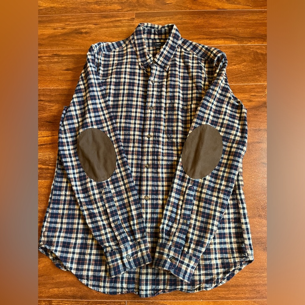 J Crew long sleeve button up with elbow patch